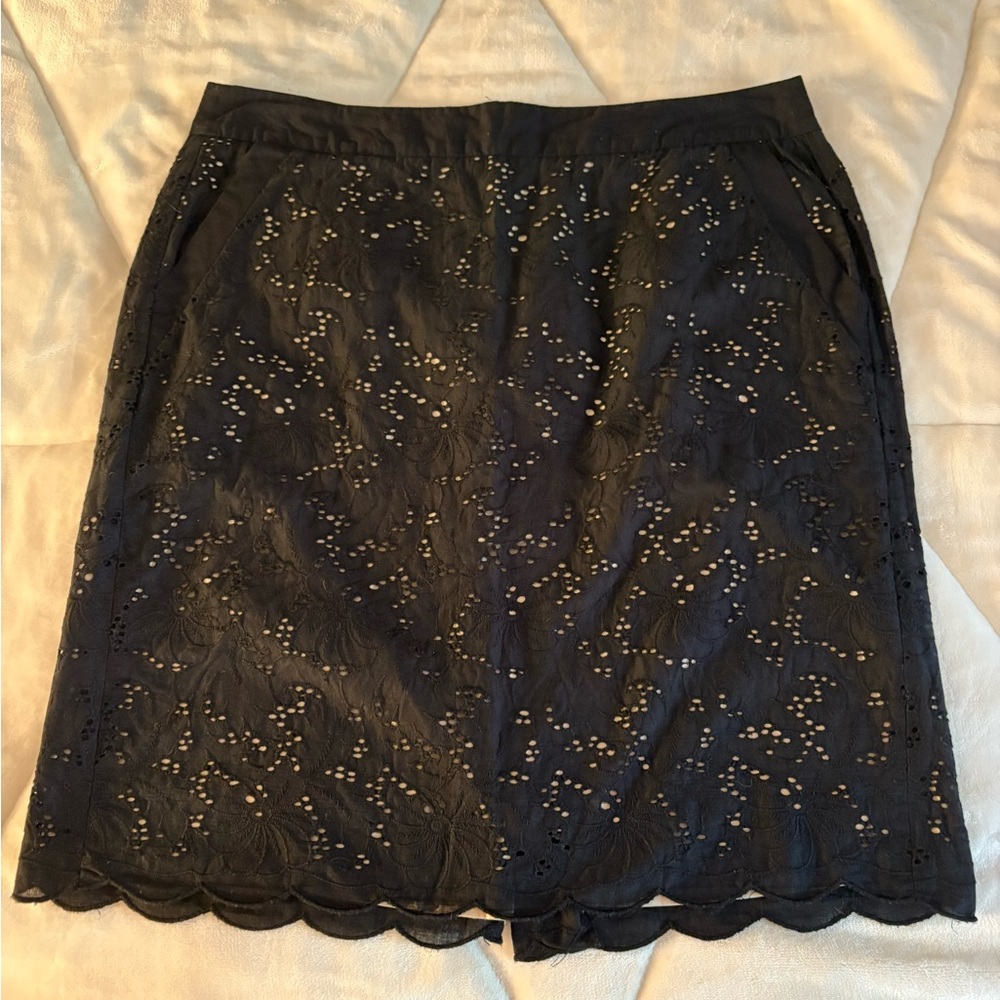 LOFT Black Eyelet Mini Skirt